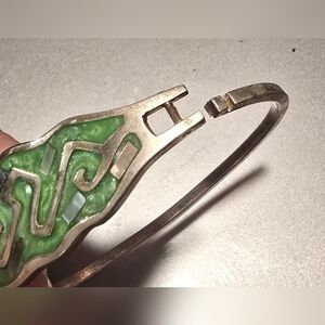 Sterling Silver Green Inlay Cuff Bracelet